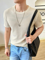 Waffle Knitted T-Shirt - Off White