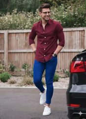 Men's Pant Shirt Pack of 2 With Blue Denim Jeans and Shamrage Shirt
