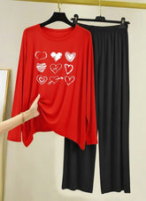 Women Night Suit(jersey with contrast trouser)
