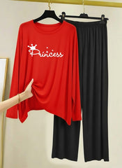 Women Night Suit(jersey with contrast trouser)