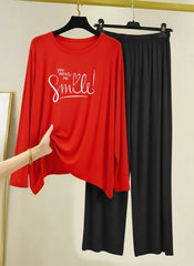 Women Night Suit(jersey with contrast trouser)