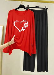 Women Night Suit(jersey with contrast trouser)