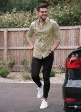 Men's Pant Shirt Pack of 2 With Black Denim Jeans and Shamrage Shirt