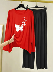 Women Night Suit(jersey with contrast trouser)