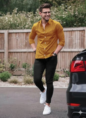 Men's Pant Shirt Pack of 2 With Black Denim Jeans and Shamrage Shirt