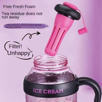 Stay Hydrated in Style – 1200ML Large Capacity Sports Water Bottle with Tea Infuser &amp; Straw