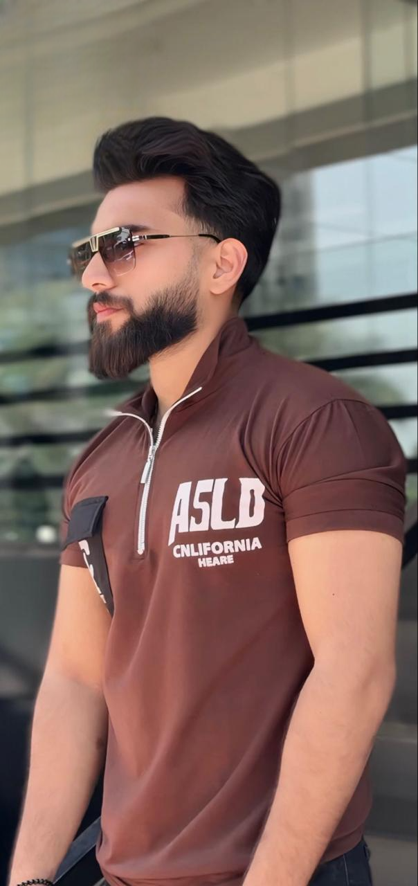 Pocket style  Back printed Zipped tshirt