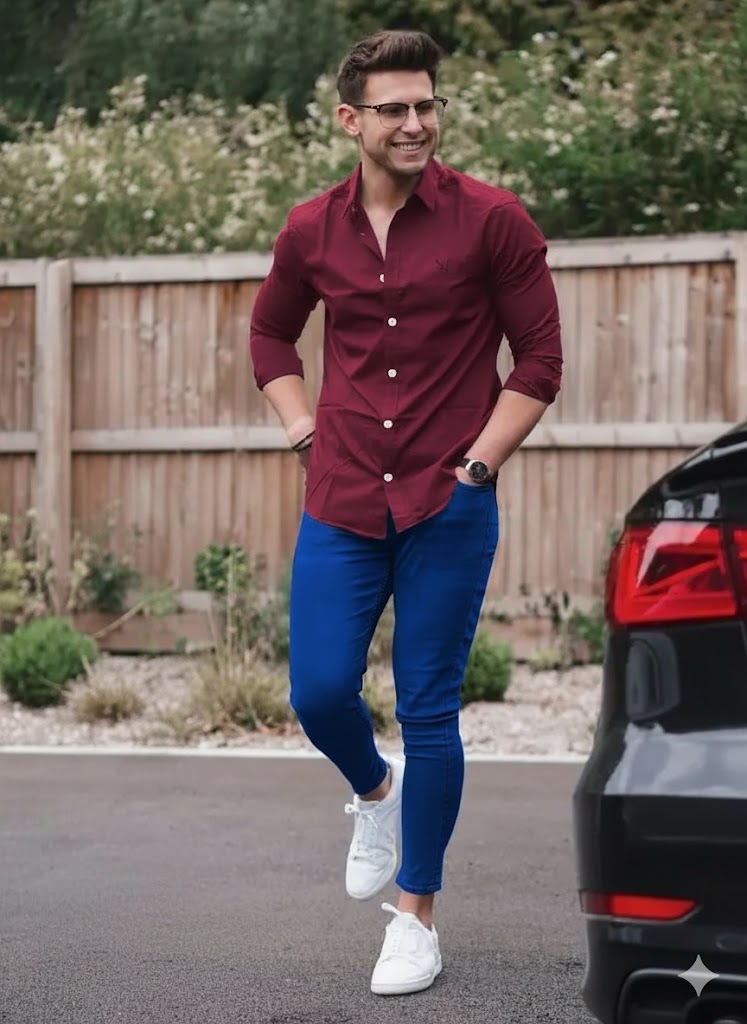 Men's Pant Shirt Pack of 2 With Blue Denim Jeans and Shamrage Shirt