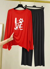 Women Night Suit(jersey with contrast trouser)