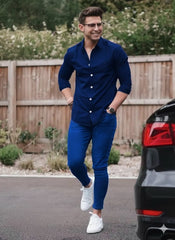 Men's Pant Shirt Pack of 2 With Blue Denim Jeans and Shamrage Shirt