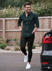 Men's Pant Shirt Pack of 2 With Black Denim Jeans and Shamrage Shirt